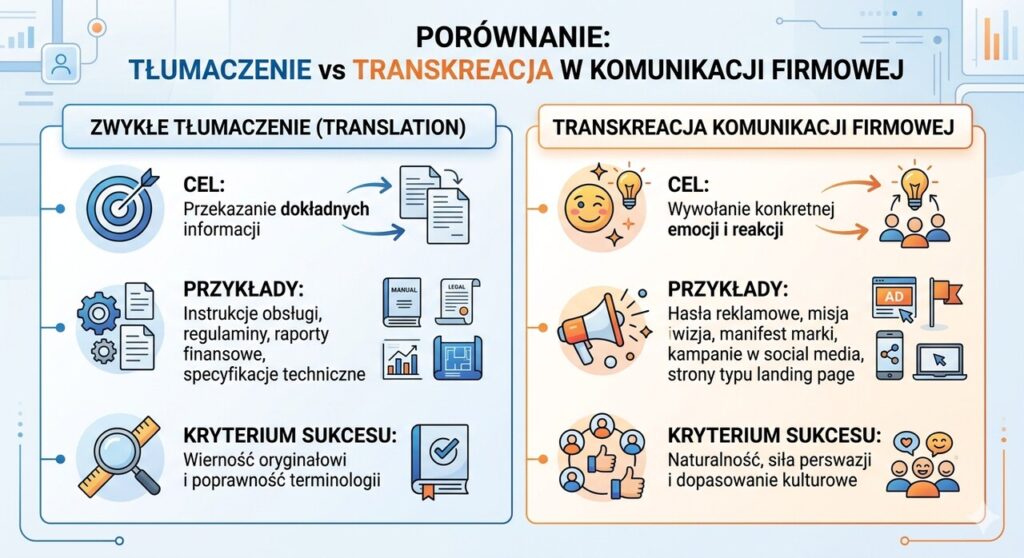 Tłumaczenie a transkreacja komunikacji firmowej różnice 
